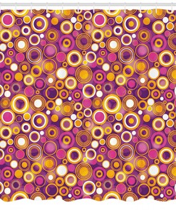 Vintage Circles Round Print Shower Curtain For Retro Bathroom