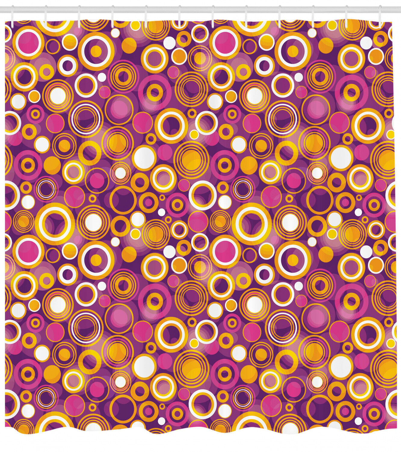 Vintage Circles Round Print Shower Curtain For Retro Bathroom
