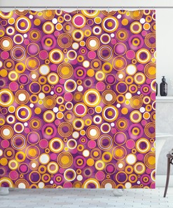 Vintage Circles Round Print Shower Curtain For Retro Bathroom