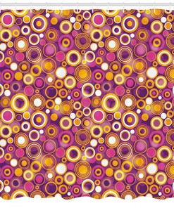 Vintage Circles Round Print Shower Curtain For Retro Bathroom