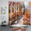 Vintage Column Bathroom Curtain - Autumn Forest Garden Scenery