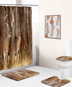 Vintage Country Shower Curtain With Deer Prints