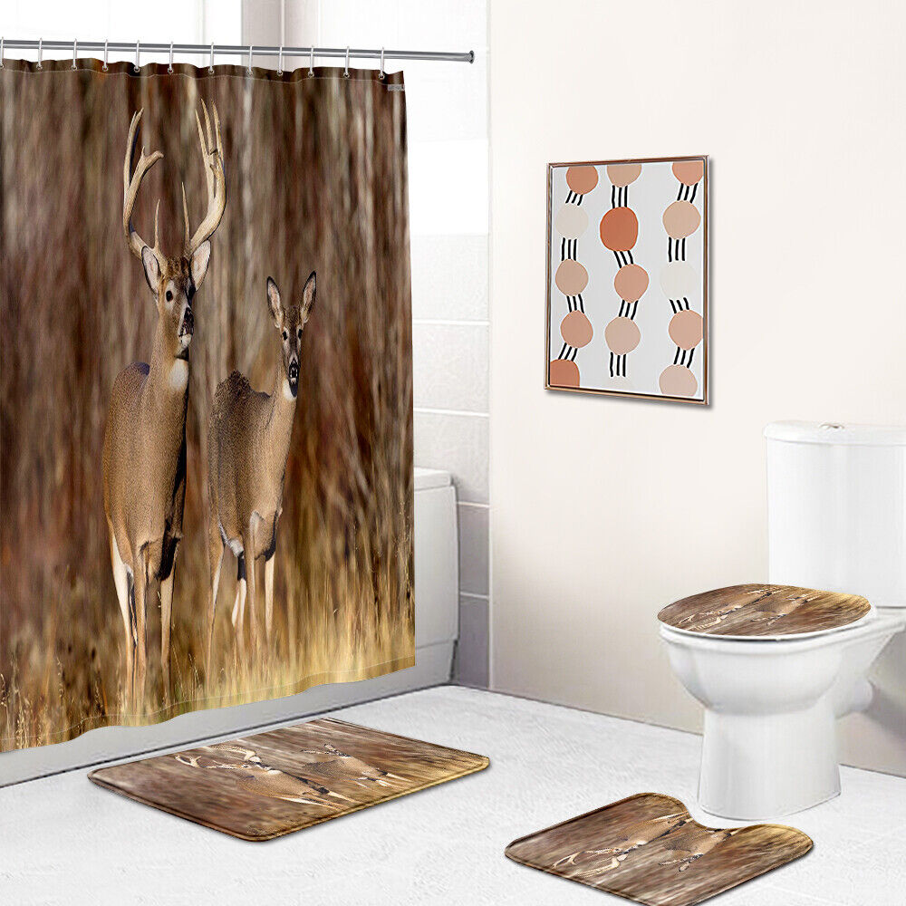 Vintage Country Shower Curtain With Deer Prints