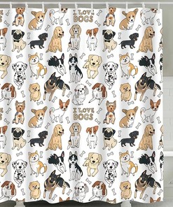 Vintage Country Style Shower Curtain With Cute Dog Pattern - Perfect For Kids And Animal Lovers