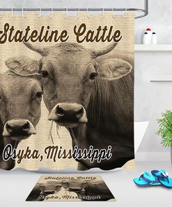 Vintage Cows Farm Animals Faded Photo Style Shower Curtain Bathroom Decoration