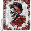 Vintage Day Of The Dead Skulls With Rose Flowers Print Shower Curtain For Bathroom