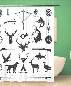 Vintage Deer Head Hunter Weapons Hunting Shower Curtain