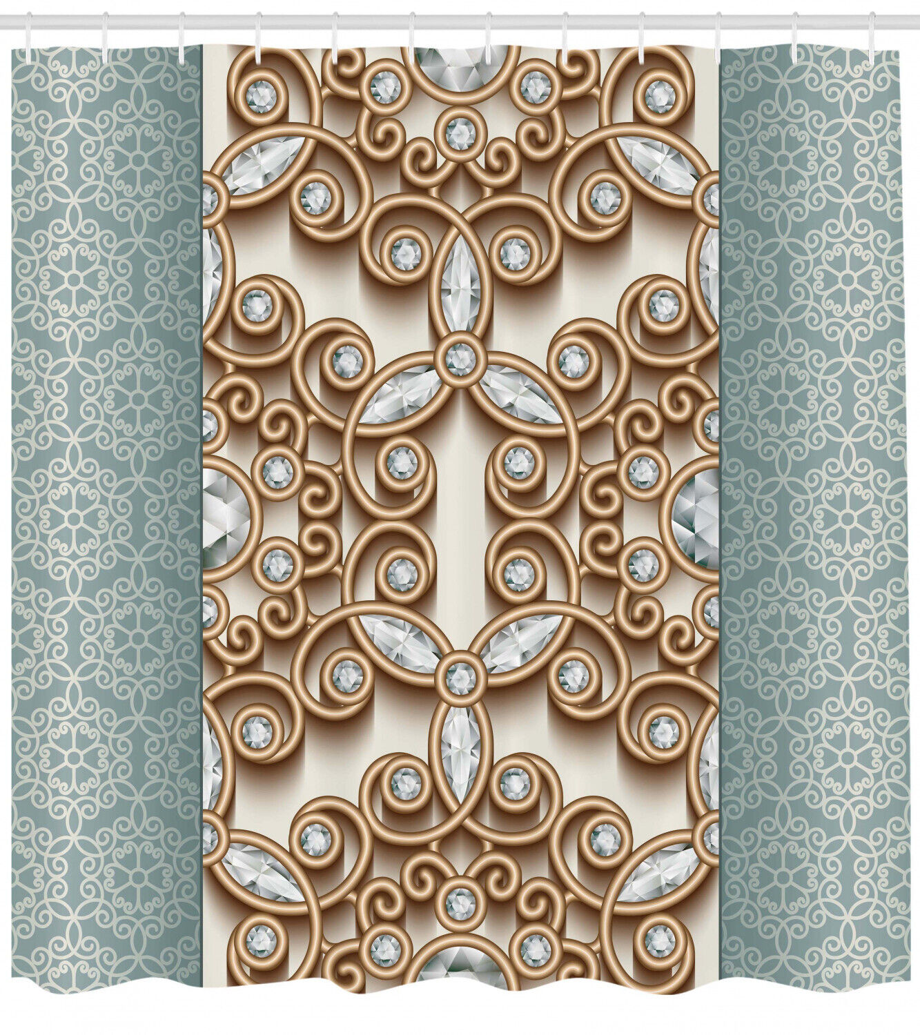 Vintage Diamonds Retro Print Boho Shower Curtain For Full Size Bathrooms - Image 2
