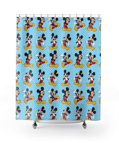 Vintage Disney Mickey Mouse Azul Cortina, Banheiro Da Disney Shower Curtain
