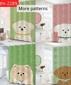 Vintage Dog Print Shower Curtain - Waterproof Fabric For Bathroom Art
