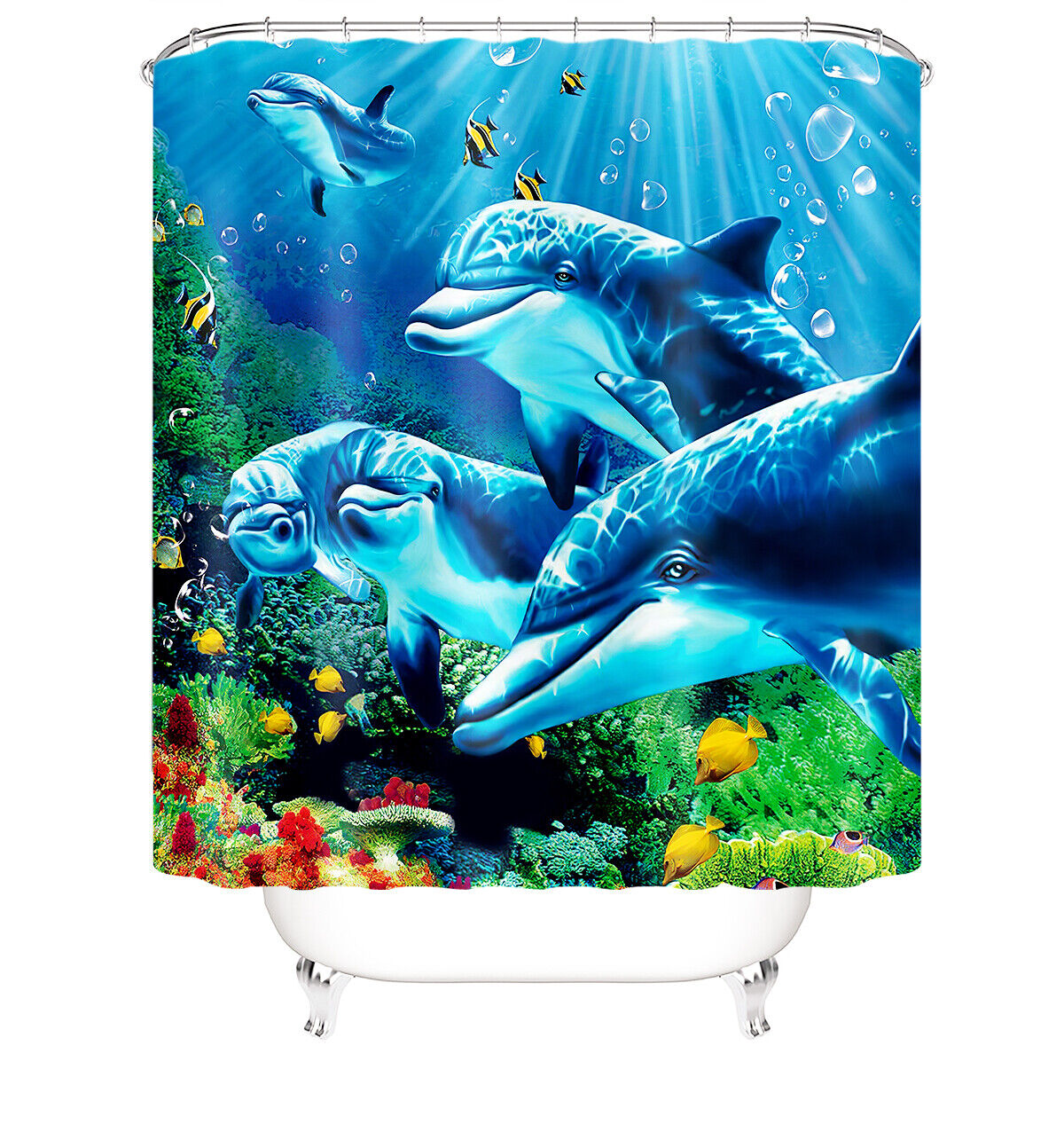 Vintage Dolphin Shower Curtain - Image 2