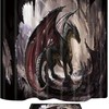 Vintage Dragon and Cave Shower Curtain Artistic Bathroom Decor Waterproof Fabric Curtain