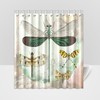 Vintage Dragonflies And Butterflies Green Yellow Shower Curtain