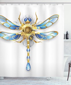 Vintage Dragonfly Design Fabric Shower Curtain For Bathroom
