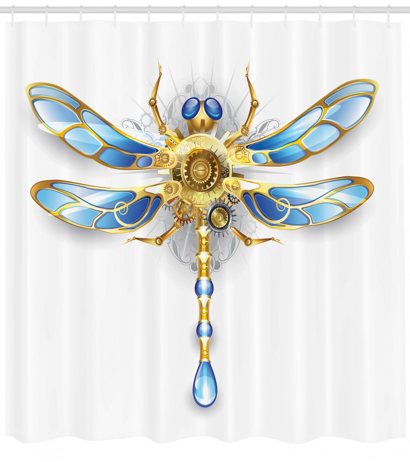 Vintage Dragonfly Design Fabric Shower Curtain For Bathroom - Image 4