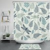 Vintage Dragonfly Shower Curtain With Abstract Leaves Bathroom Accessories