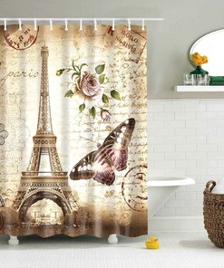 Vintage Eiffel Tower Shower Curtain With City View And Home Textiles
