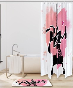 Vintage Eiffel Tower in Paris Restroom Shower Curtain for Travelers