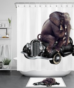 Vintage Elephant Car Shower Curtain - A Unique And Nostalgic Bathroom Decoration