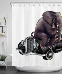 Vintage Elephant Car Shower Curtain - A Unique And Nostalgic Bathroom Decoration