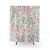 Vintage English Bathroom Accessory with William Morris Soft Pink & Green White Shower Curtain