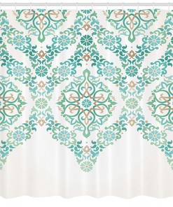 Vintage Floral Boho Print Turquoise Shower Curtain for an Elegant Bathroom
