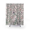 Vintage Floral Chinoiserie Shower Curtain With Bird Garden Fresco, Delicate Pastel Shades