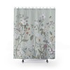 Vintage Floral Chinoiserie Shower Curtain With Bird Garden Fresco, Light Sage Green Pastel, And Whimsical Retro