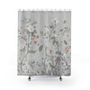 Vintage Floral Chinoiserie Shower Curtain With Bird Garden Fresco, Light Stone Grey Pastel, And Whimsical Retro