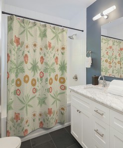 Vintage Floral Daisy William Morris Shower Curtain - Cottage Core Boho Bathroom Decor