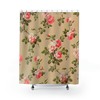 Vintage Floral Shower Curtain - Pink and Green Design for Retro Bathroom 