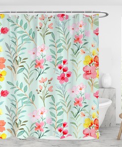Vintage Floral Shower Curtain - Waterproof Modern Fabric Bathroom Curtain - Unique Gift Idea