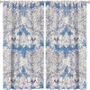 Vintage Floral White Blue Shower Curtain, Rustic Boho Flowers Art Printed, Window Drapes for Bathroom
