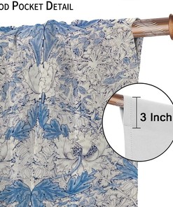 Vintage Floral White Blue Shower Curtain, Rustic Boho Flowers Art Printed, Window Drapes for Bathroom