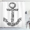 Vintage Flower Floral Anchor Shaped Vacation Shower Curtain