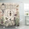 Vintage French Bee Garden Floral Watering Can Home Decor Shower Curtain Ideas Waterproof Washable