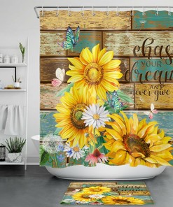Vintage Funny Words Shower Curtain - Vicces Virƒ¡g Napraforgƒ³ Design for a Quirky Bathroom 