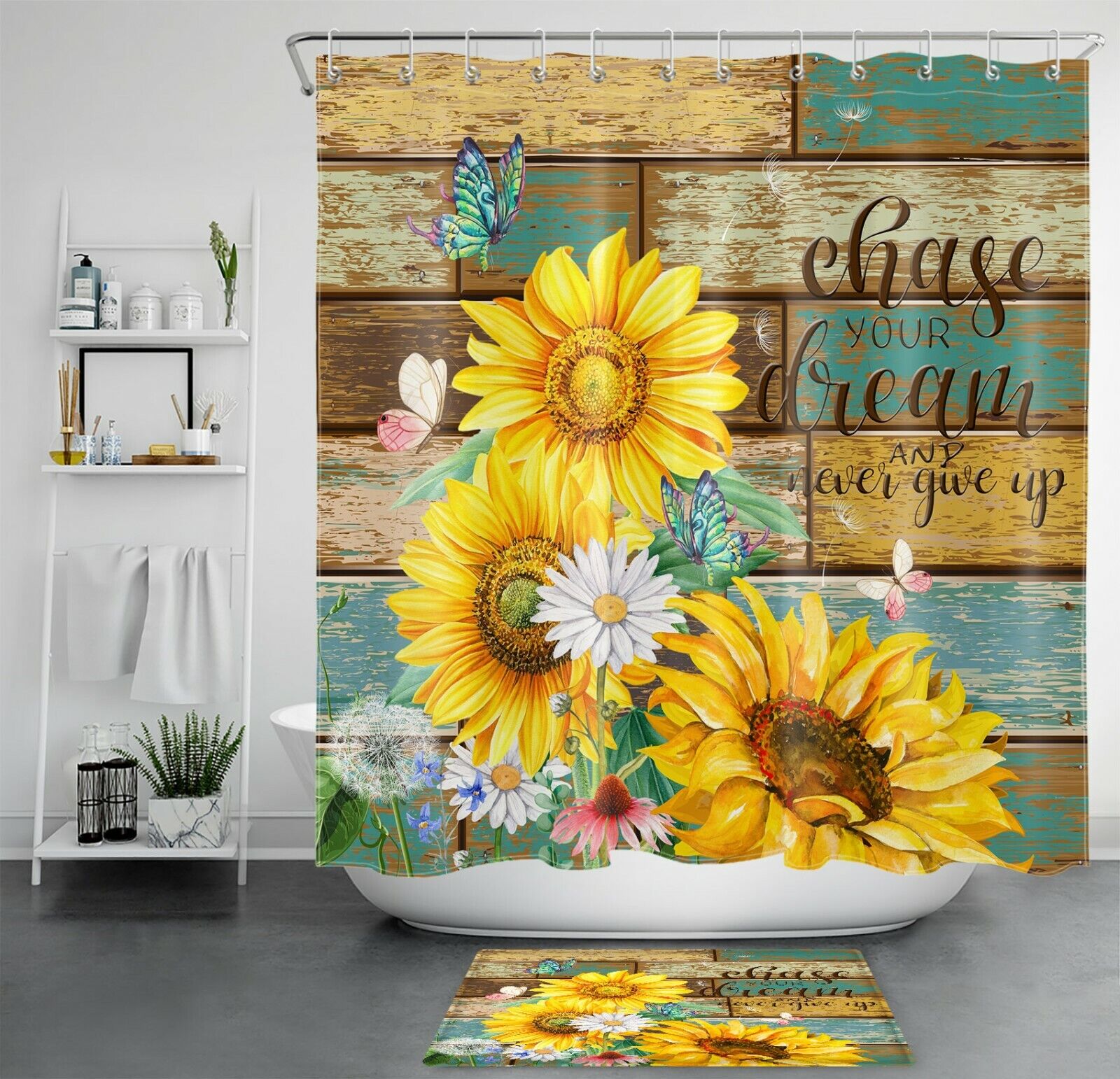 Vintage Funny Words Shower Curtain - Vicces Virƒ¡g Napraforgƒ³ Design for a Quirky Bathroom