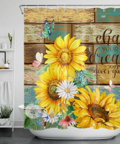 Vintage Funny Words Shower Curtain - Vicces Virƒ¡g Napraforgƒ³ Design for a Quirky Bathroom