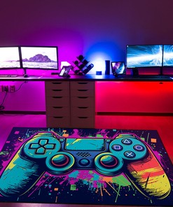 Vintage Game Room Rug - Personalized Shufflezone Gaming Carpet for Living Room or Bedroom T66