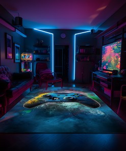 Vintage Game Room Rugs for Living Room - Personalized Game Room Rugs for Boys Bedrooms