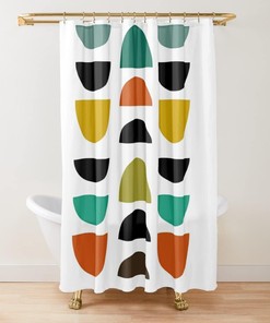 Vintage Geometric Design Mid Century Modern Shower Curtain for a Nostalgic Bathroom 
