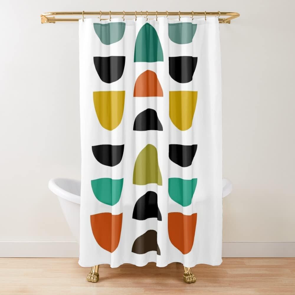 Vintage Geometric Design Mid Century Modern Shower Curtain for a Nostalgic Bathroom