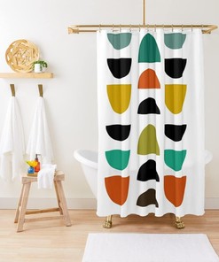 Vintage Geometric Design Mid Century Modern Shower Curtain for a Nostalgic Bathroom