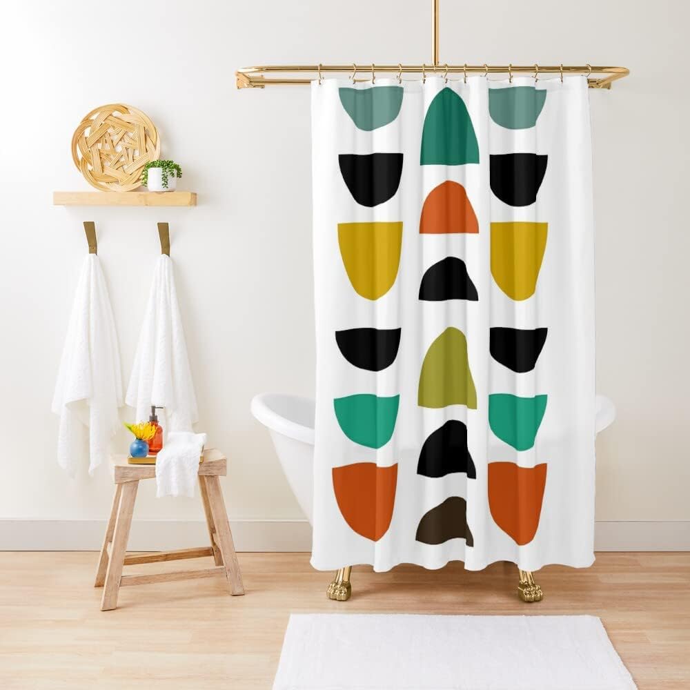 Vintage Geometric Design Mid Century Modern Shower Curtain for a Nostalgic Bathroom