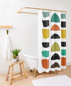 Vintage Geometric Design Mid Century Modern Shower Curtain for a Nostalgic Bathroom