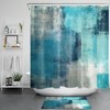 Vintage Geometric Pattern Shower Curtain, Teal Blue White Retro Bathroom Decor