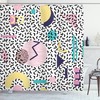 Vintage Geometric Shapes Shower Curtain - Retro Print Design for a Stylish Bathroom 