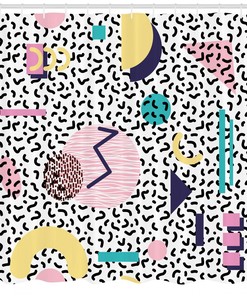 Vintage Geometric Shapes Shower Curtain - Retro Print Design for a Stylish Bathroom 