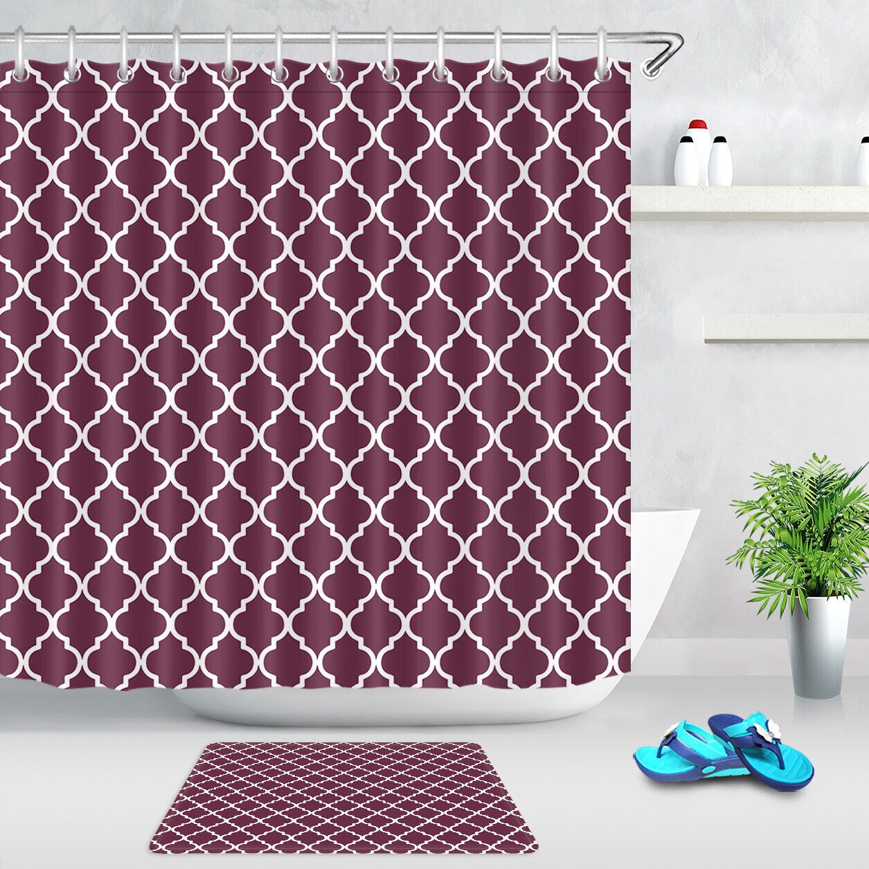 Vintage Geometric Shower Curtain - Pattern Fabric Design for a Modern Bathroom